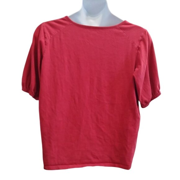 Venezia Womens Red Pintuck Top Plus Size 22/24 Short Sleeve Scoop Neck Blouse - Picture 6 of 7